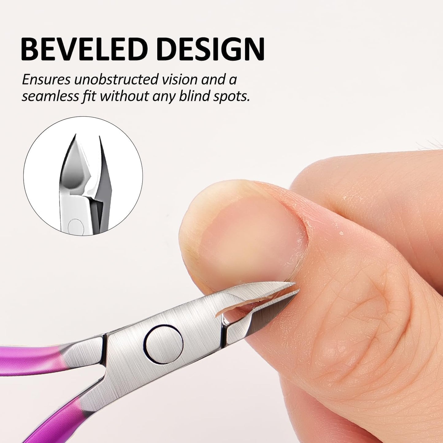 Cmetta Cuticle Nipper, Polished Coated Durable Trimmer with Pusher, Nail Clipper with Fine Edge, Comfort Grip Cuticle Cutter and Remover Tool Kit for Nail Care (Yellow+ Rose+ Pusher)
