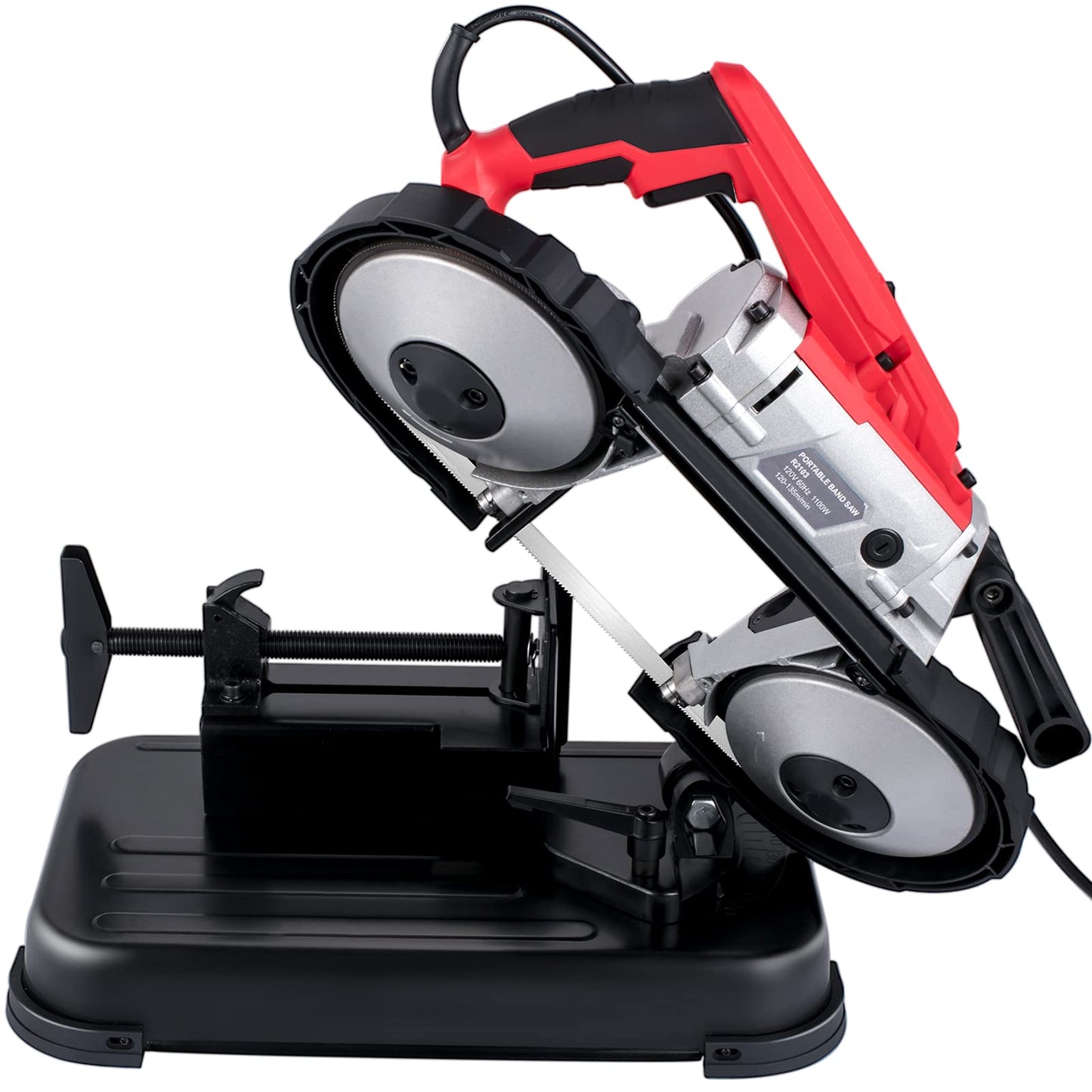 VEVOR Portable Band Saw, 110V Removable Alloy Steel Base 5 Inch Cutting Capacity Hand held Variable Speed Portable Bandsaw, 10Amp Motor Deep Cut Band saw for Metal Wood