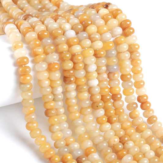 5x8mm 76pcs Natural Stone Yellow Aventurine Jade Rondelle Spacer Loose Beads Abacus Disk Stone Round Loose Gemstone Beads for Jewelry Making DIY Bracelet Necklace