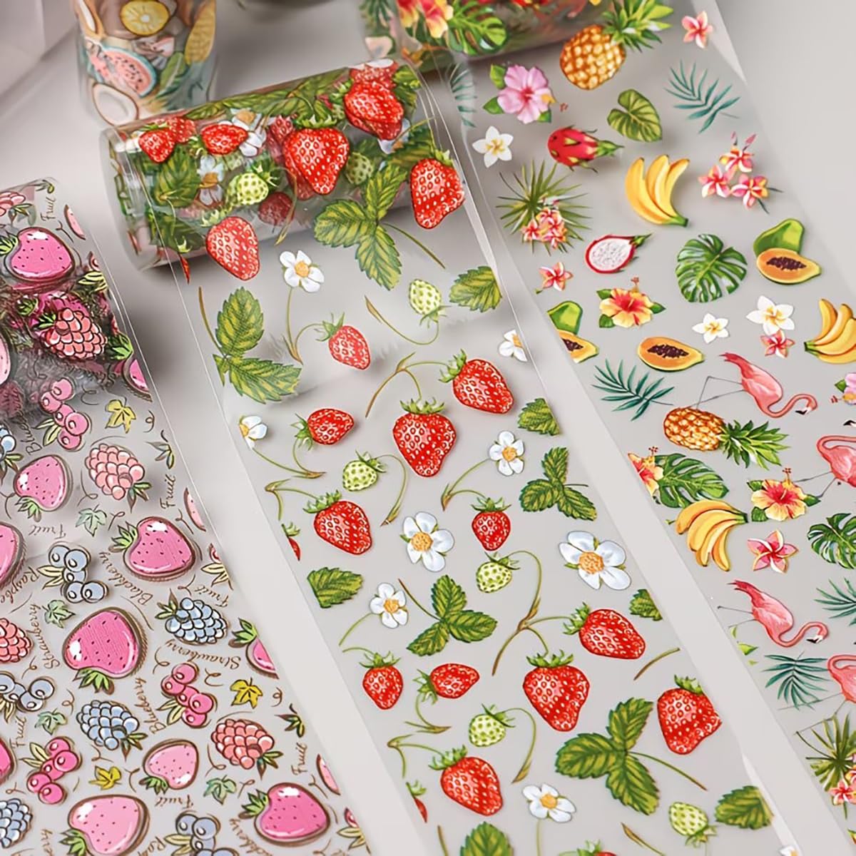Fruit Nail Art Foil Transfer Stickers Summer Nails Foils Transfer Decals Lemon Strawberry Flower Fruit Nail Decals Nail Art Supplies Starry Sky Paper Nail Adhesive Slider for Women Manicure Decoration