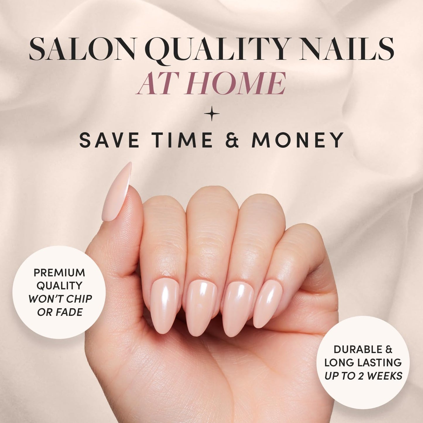 Glamnetic Press-On Nails - Los Angeles | Super Strong Brush On Nail Glue & Press-On Nail Remover | Blush Nude Pink Short Almond Nails in Glazed Finish | 15 Sizes - 30 Nail Kit with Glue and Remover