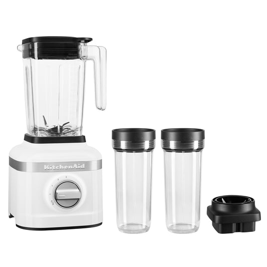 KitchenAid K150 3 Speed Ice Crushing Blender with 2 Personal Blender Jars - KSB1332Y - White