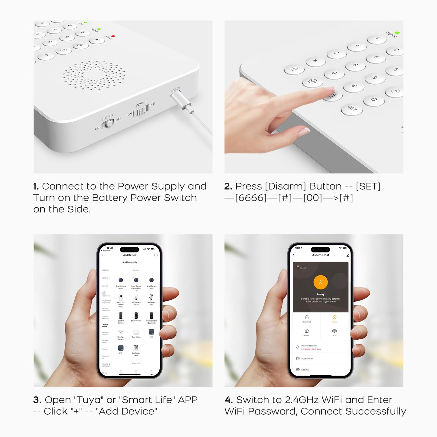 YBJ Alarm System for Home Security,DIY Wireless Home Alarm System with Door and Motion Sensors,Smart Keypad,No Subscription Fee (20-Piece-Kit)