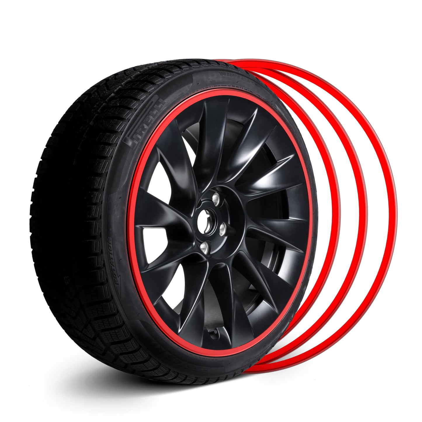 EVOOOR Automotive Alloy Wheel Rim Protector - Covering The Entire Rim of The Wheel hub - Strips for Curb Rash Prevention - Set of 4 Rim Protector Easy to Install(20'',Red)
