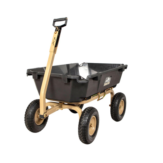 TerraTrek Heavy-Duty Garden Cart on Wheels – 7 Cu. Ft. Patented Dual Side Poly Dump Cart, 1200 lb. Capacity, All-Terrain Utility Wagon with No-Flat Wheels for Yard, Garden, Farm & Work