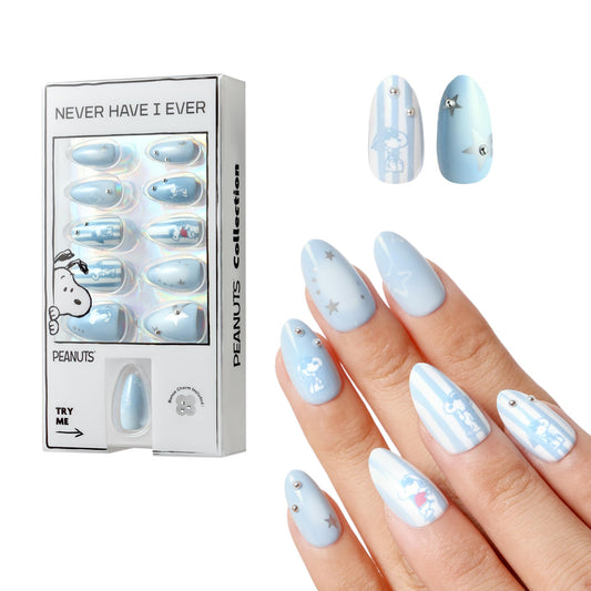 Never Have I Ever Stripes Short Almond Press On Nails 24 Piece Soft Gel False Nails for Everyday Wear Reusable Comfortable Fit for Women As Seen on Shark Tank