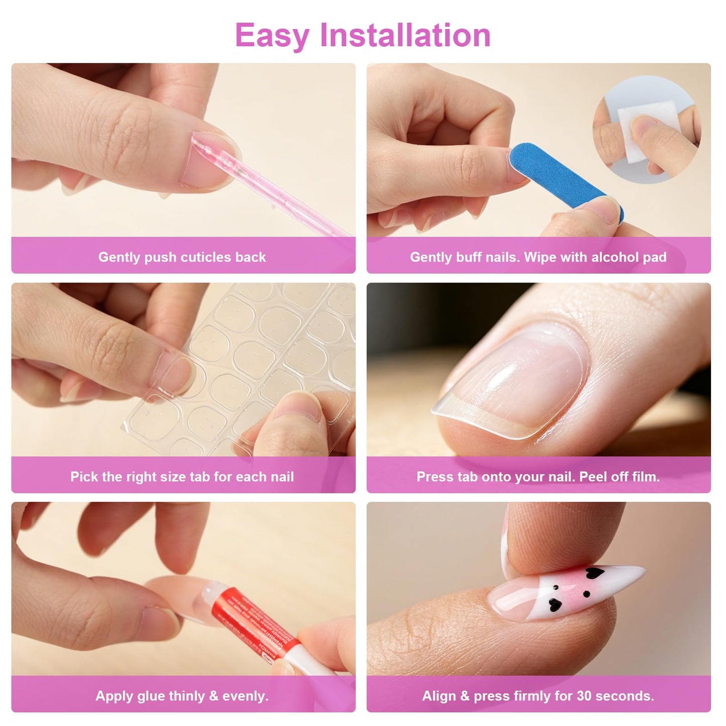 LTXHZYYL Handmade Pres on Nais Amond Purple Nails Press ons 3D Design Reusable ABS Full Cover False Nails Kit-Luxury Medium French Tip Glossy Acryic Fake Nails for Women