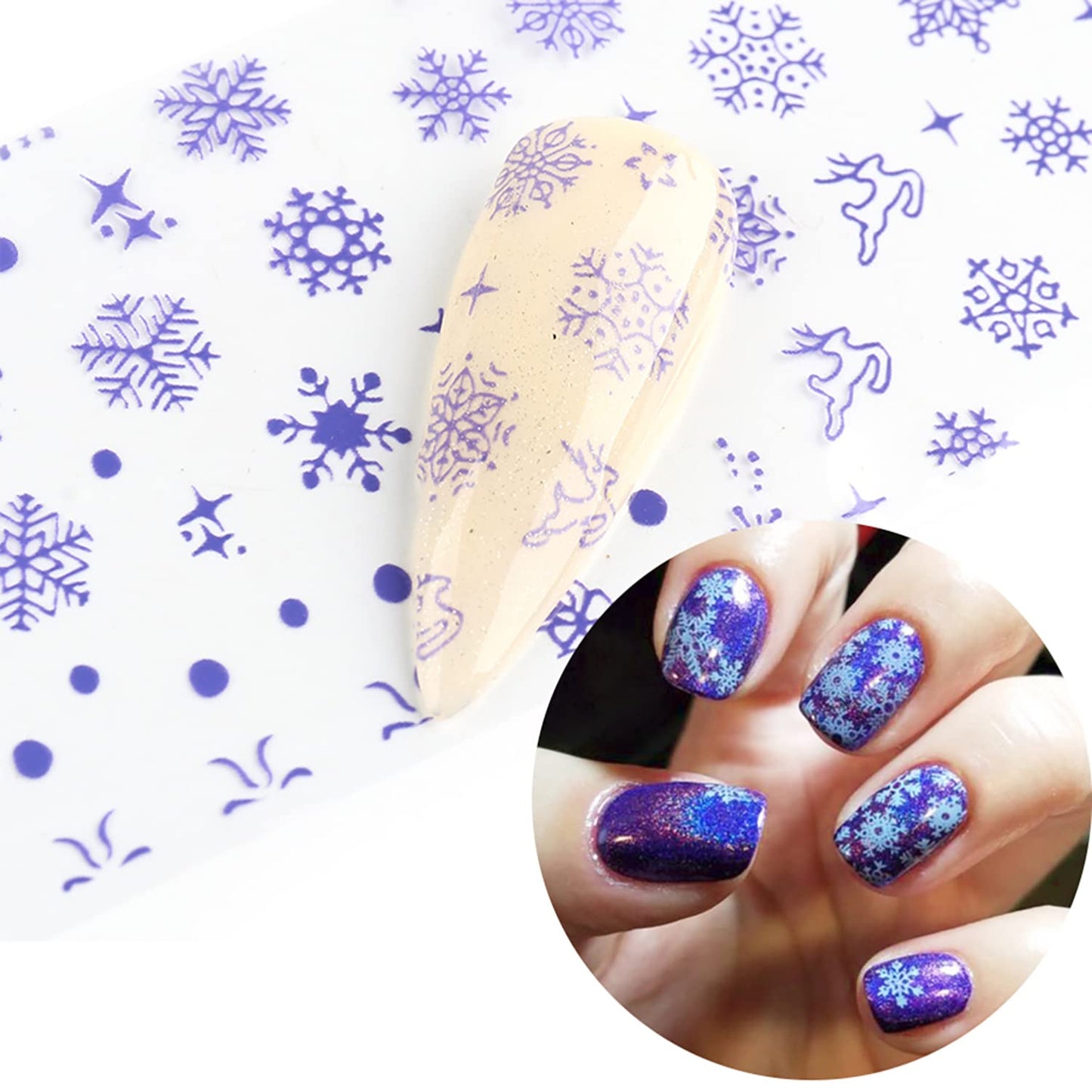 Christmas Holographic Nail Foil Transfer Stickers Decals, Winter Nail Polish Sheets Sky Starry Paper Transfer Foils Snowflake Nails Supplies for Nail Transfer Glue Women Manicure Nail Film Decorations