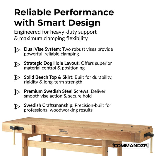 Sjobergs Scandi Plus 1825 Beech Wood Workbench (SJO-33279)