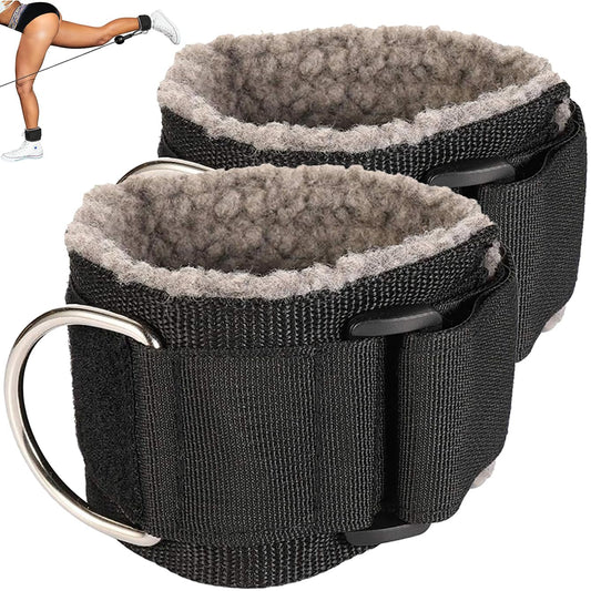 MOOCY Gym Ankle Straps for Cable Machines Attachment, Adjustable Ankle Cuffs for Cable Machine, fluff Padded Cable Ankle Strap for Kickbacks and Glute Workouts, Leg Straps for Working Out (Dark Grey