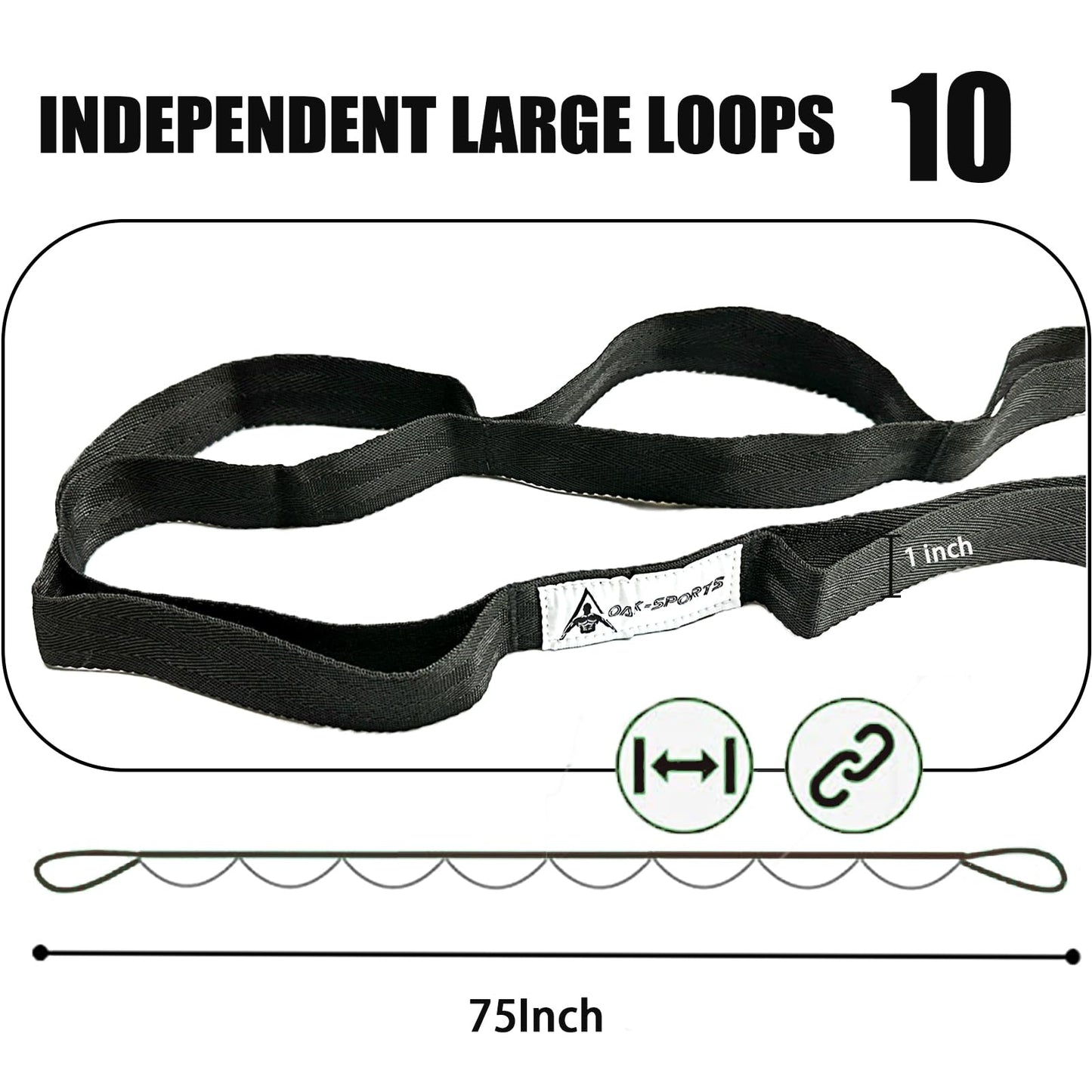 Stretching Strap Yoga Strap with Loops, Stretch Straps for Physical Therapy, Non-Elastic Exercise Strap for Pilates, Dance and Gymnastics with Workout Guide (Purple+Black)