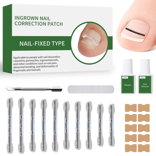 Titanium Alloy Ingrown Toenail Corrector, Professional Home Care In grown Removal Kit for Curved Repair and Ingrown Toenail Corrector,10Pcs Toe Nail Correction Strips,Stop Nail Biting Quick Relief
