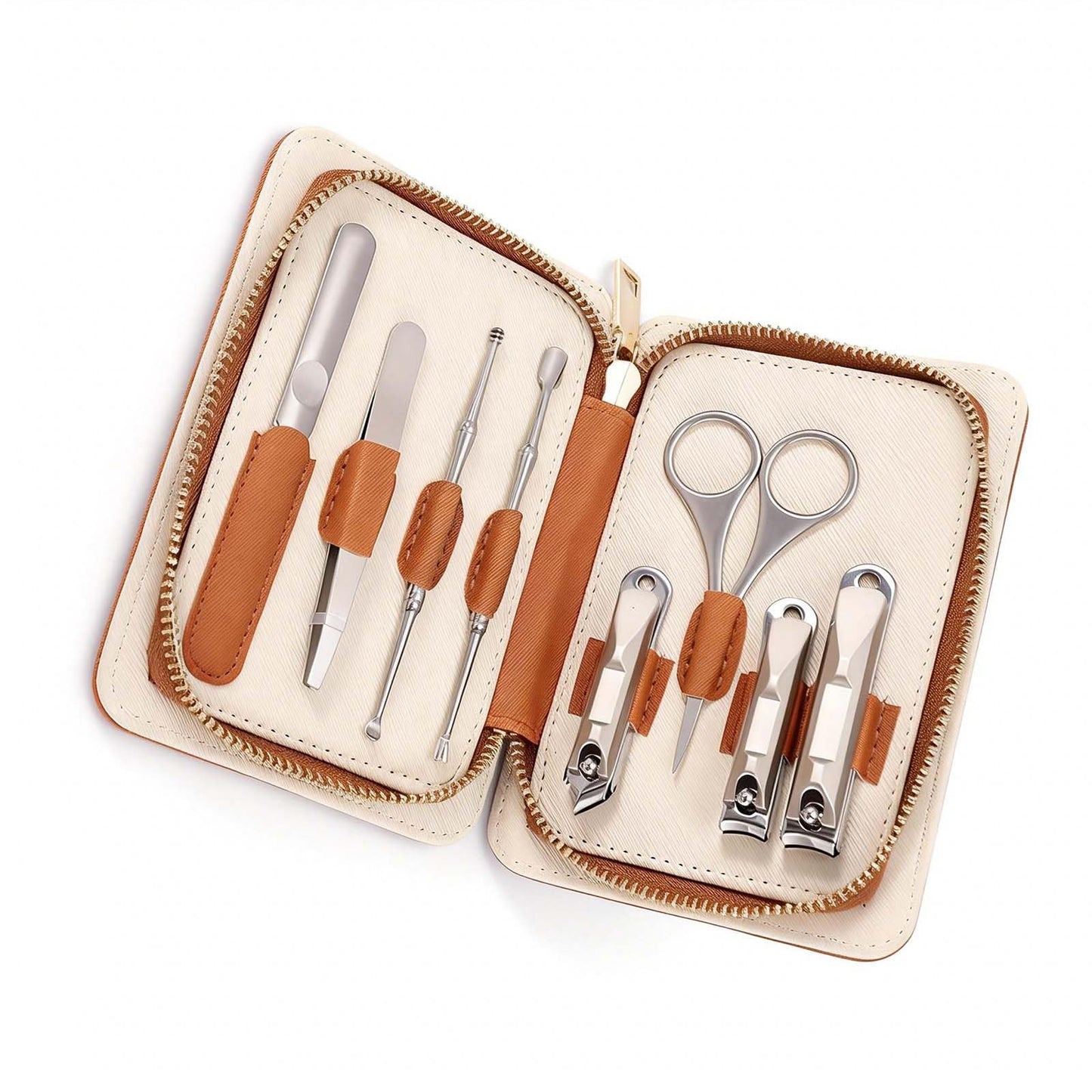 8-in-1 Manicure Kit for Women – Professional Stainless Steel Nail Clippers Setwith PU Travel Case | Nail File, Cuticle Pusher, EyebrowScissors, Tweezers, Ear Pick for Home & Travel Nail Grooming
