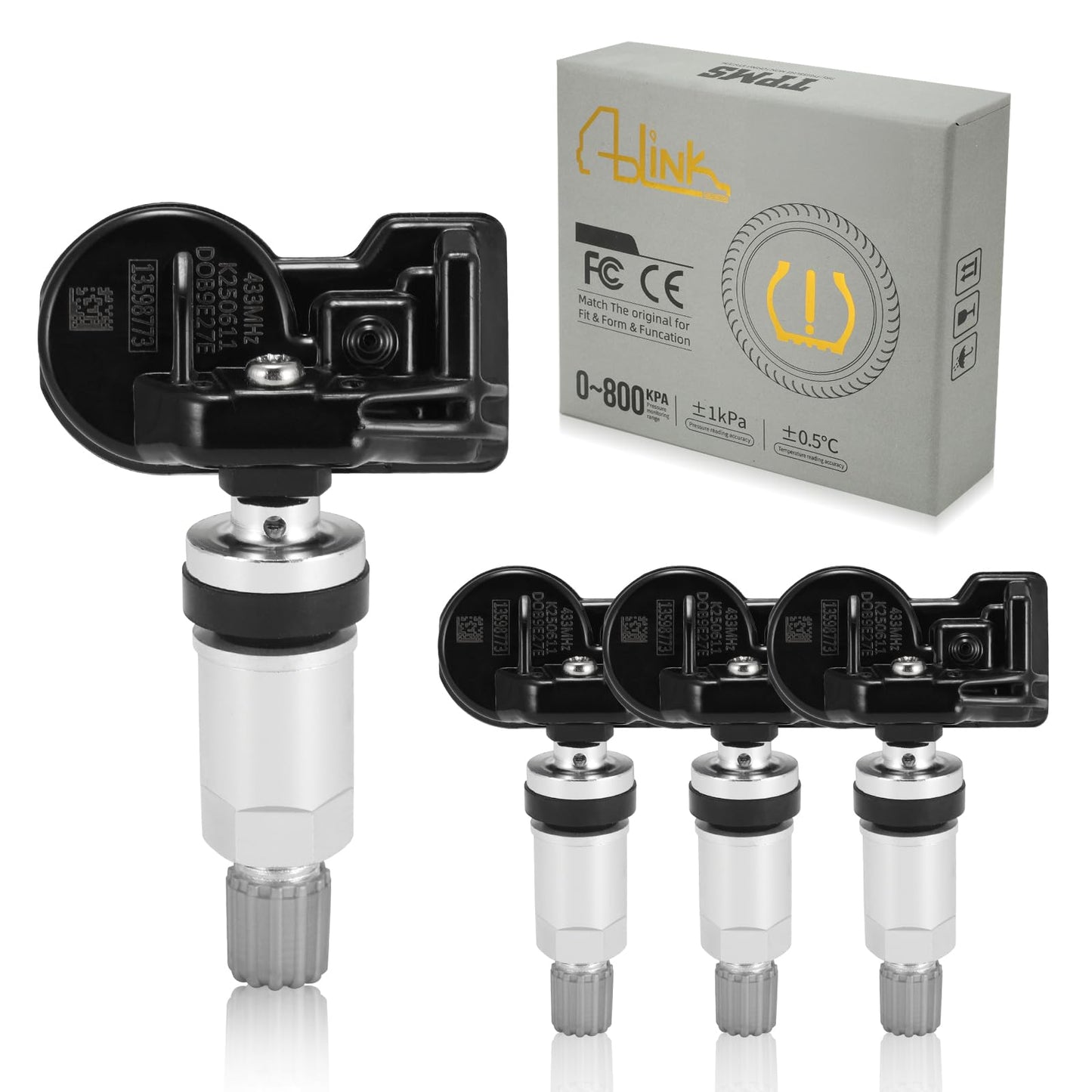 AULINK TPMS Sensor 13598773 433MHZ Compatible with Chevy GMC Cadillac Buick, for Chevrolet Malibu Silverado Impala Cruze Regal Lacrosse, Tire Pressure Monitoring Sensor Replaces# 13516165 4PCS