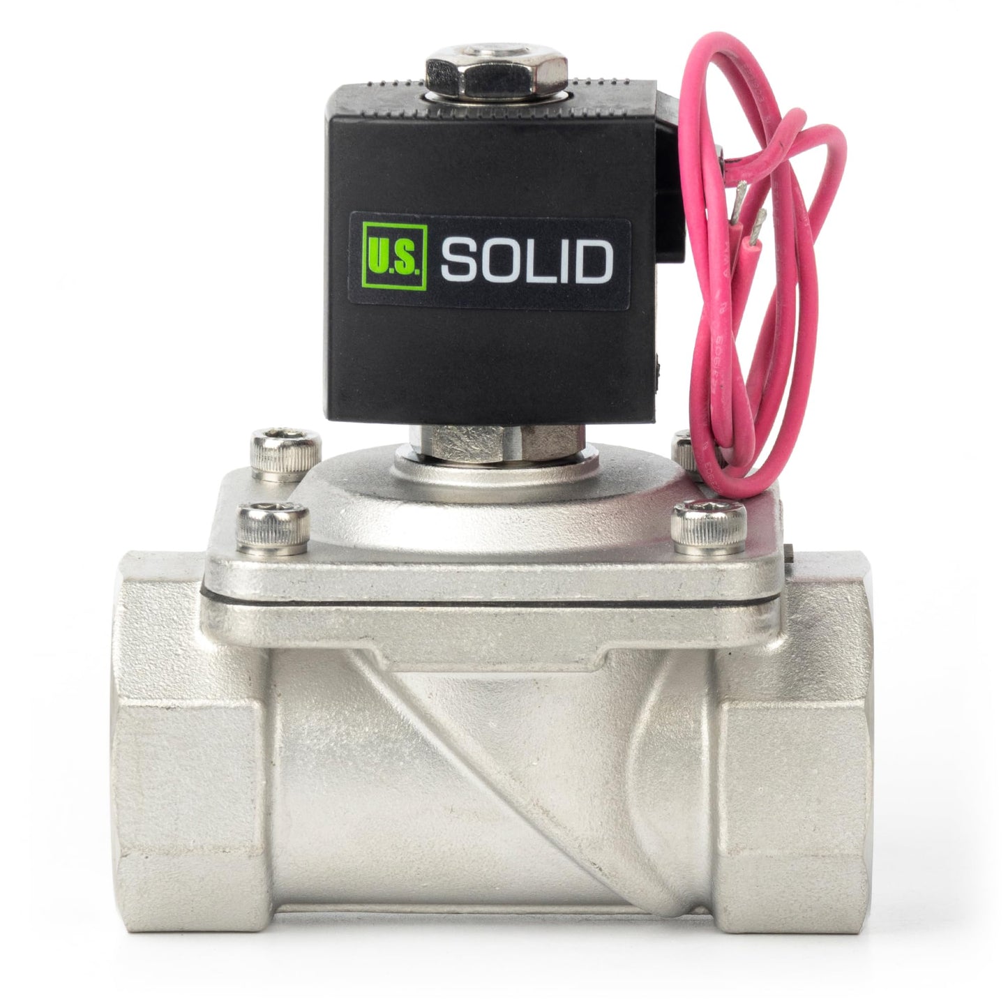 U.S. Solid 1-1/4" Stainless Steel Solenoid Valve - 110V AC Normally Closed Electric Solenoid Valve with Viton Seal, Lead Wire Type