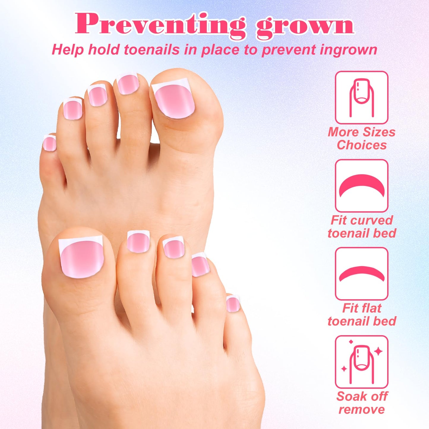 150 Pcs French Tip Toe Nail Press Ons,Toe Nail Tips Square Toenail Presses Ons Full Cover Fake Toenails Press On Toenails for Women Pedicure Decor,15 Sizes(Mauve)