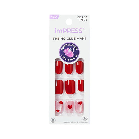 Kiss Impress No Glue Mani Press On Nails, Design, 'good 4 you', Pink, Short Size, Squoval Shape, Includes 30 Nails, Prep Pad, Instructions Sheet, 1 Manicure Stick, 1 Mini File