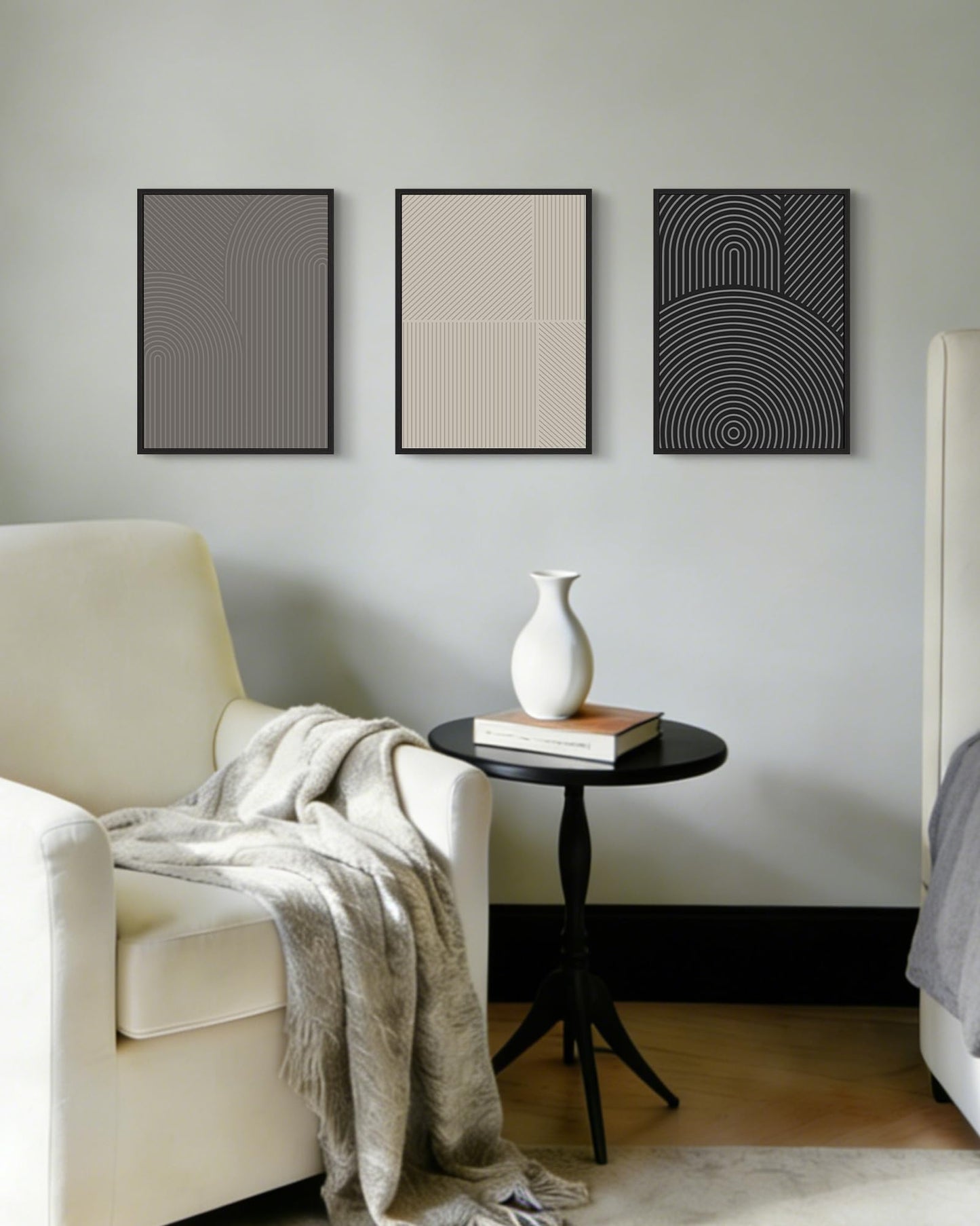 Drsoum Minimalist Abstract Wall Art Framed Modern Boho Neutral Line Wall Decor Mid Century Geometric Artwork Bedroom Living Room 11x14in Black Framed