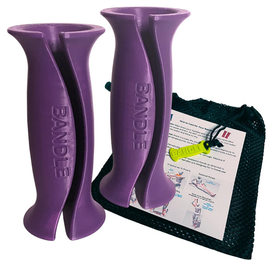 Bandles™ - True Ergonomic Resistance Band Handles | Unleash the Full Potential of Pain-Free, Full-Body Workouts | Durable & Comfortable for High-Intensity Training (2 Handles) (Purple, Standard)