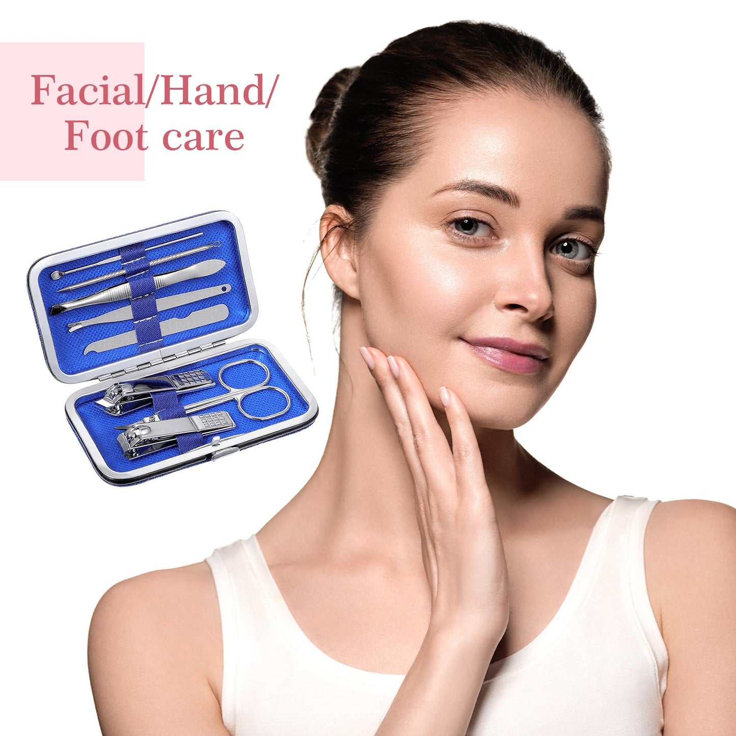 QFGasre Manicure Set, 12 Pcs 8 in 1 Nail Clippers Set Stainless Steel Grooming Toenail Clippers Professional Manicure Kit with Black Leather Travel Case for Men Women Travel