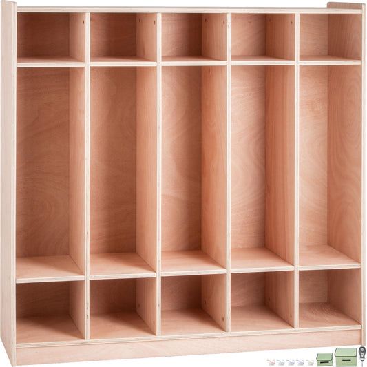 VEVOR Wooden Storage Cabinet, 5-Section Storage Locker with 10 Cubbies Shelf, Multi-Compartment Cubby Shelf with 5 Hooks for School, Classroom, Daycare, Home and Preschool