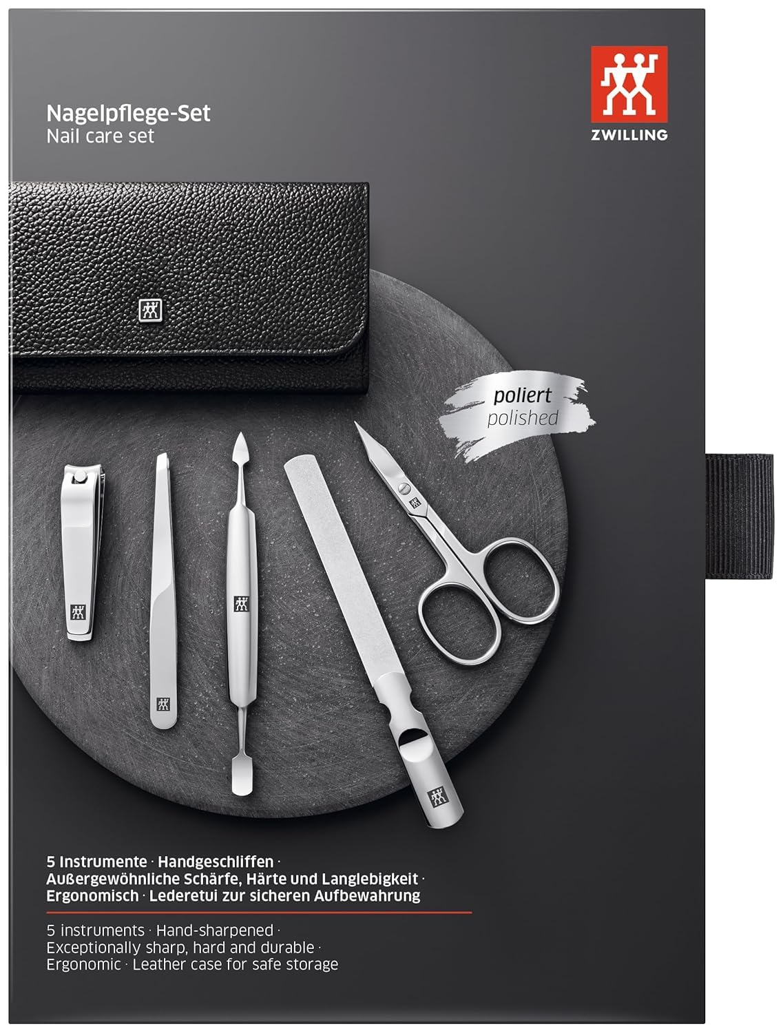ZWILLING Beauty Classic INOX 6-pc Manicure Set with Black Leather Case