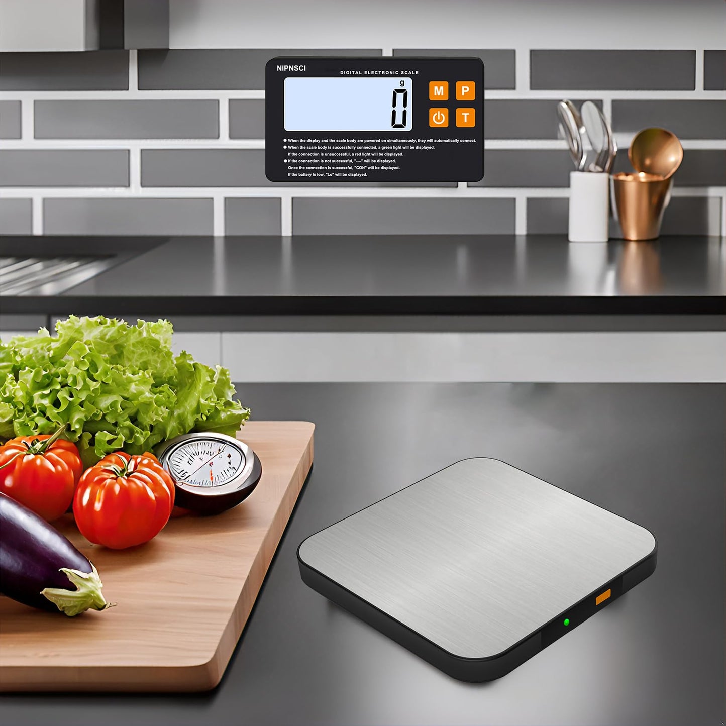 NIPNSCI MagiCling Split Smart Food Kitchen Scale – 1g Precision, 22lb/7 Units, Detachable Magnetic Display & Ultra-Slim 14mm Design for Weight Loss, Baking, Cooking, Dieting, Meal Prep