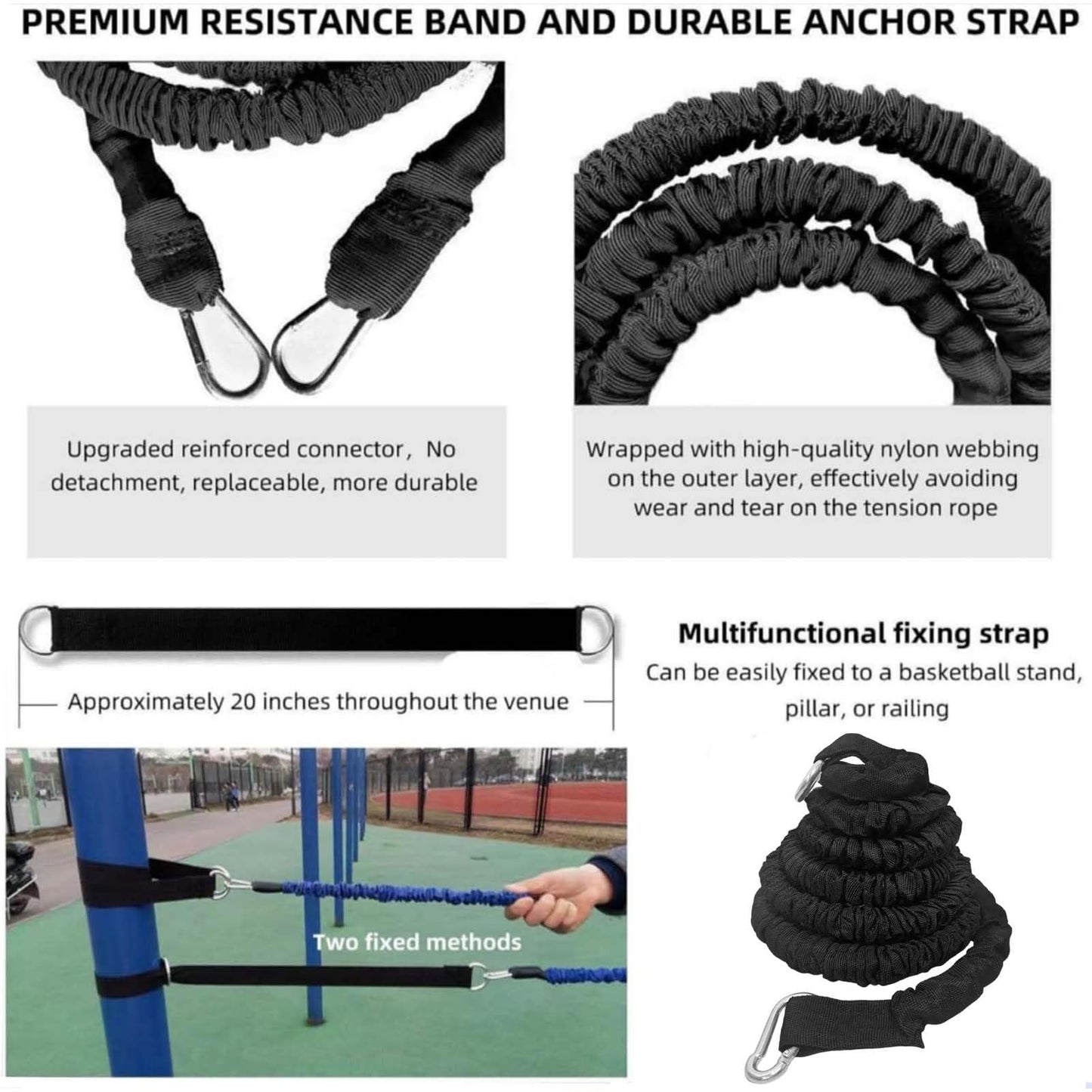 OYINDIZ Speed Training Equipment, Resistance Band 80lb Multi-Sport Exercise Set with Handles Help to Improve Focus Explosive Agility Power Suit for Vertical Jumping Baseball Running Football