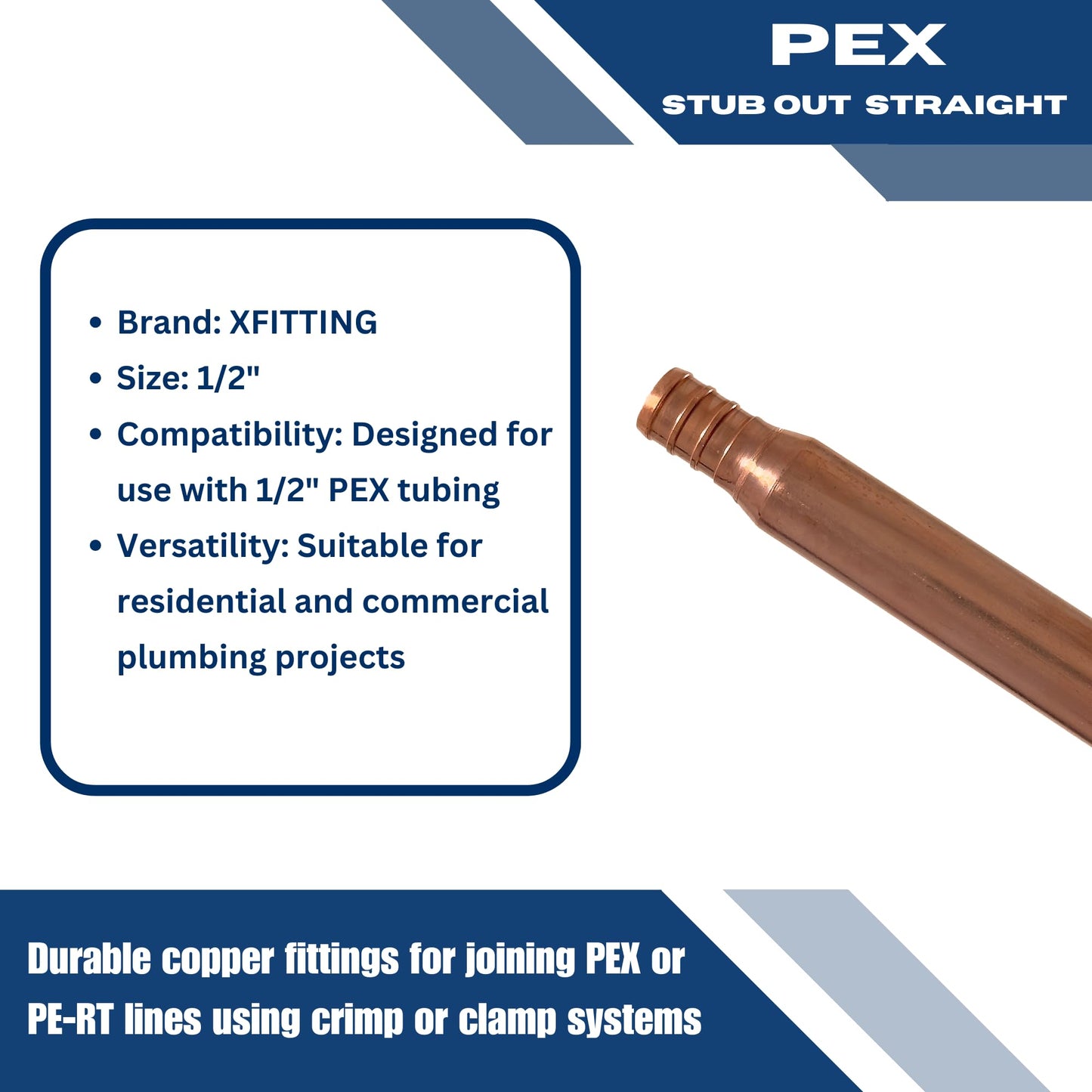 XFITTING 1/2 in Pex Stub Out Elbow with Flange, 3-1/2 in x 6 in, 25 Pieces