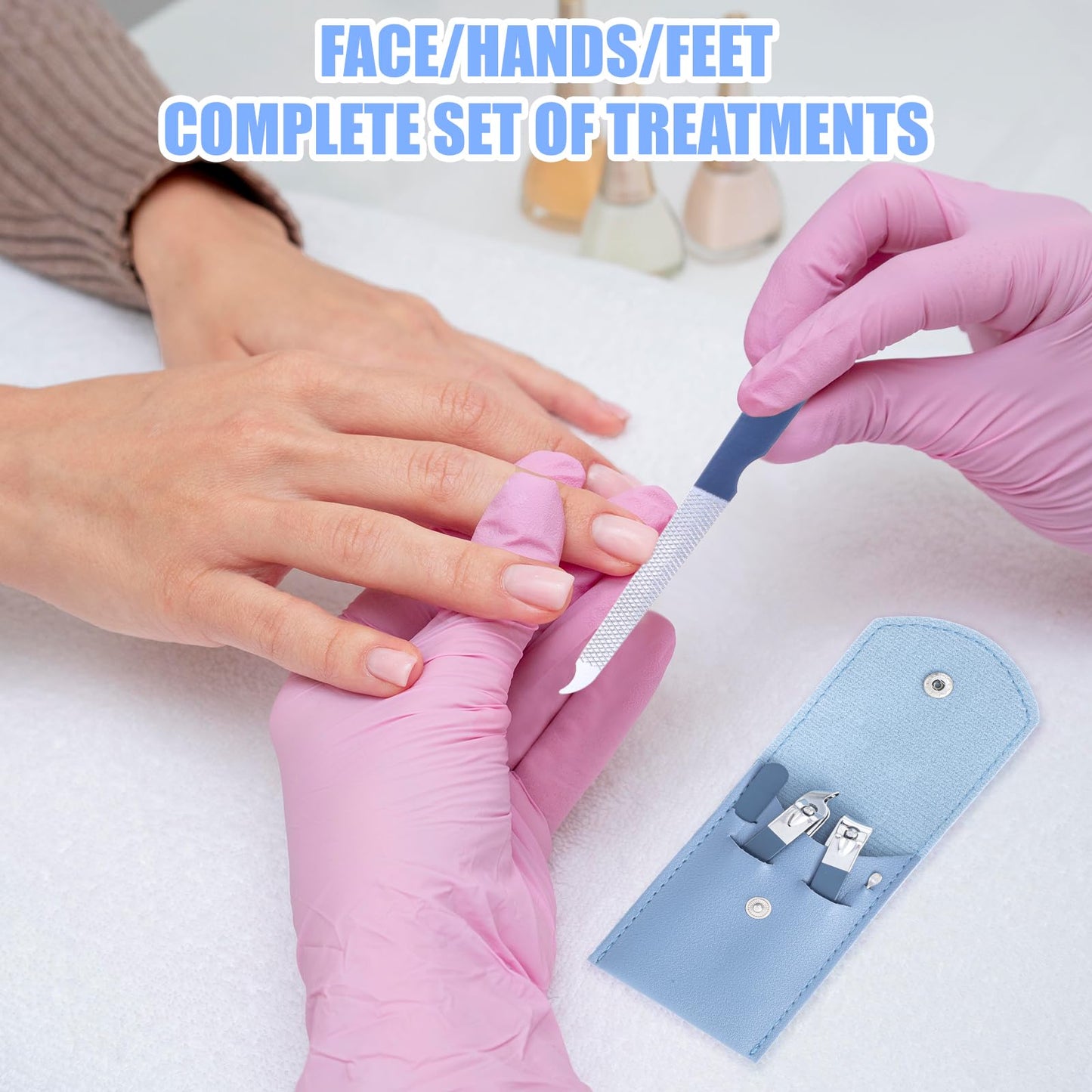 24 Sets Manicure Set Bulk, 4 in 1 Stainless Steel Fingernail Clippers Kit Nail Cutter Trimmers with Travel Case, Professional Pedicure Tools for Personal Care, Gifts, Travel and Home Use, Blue