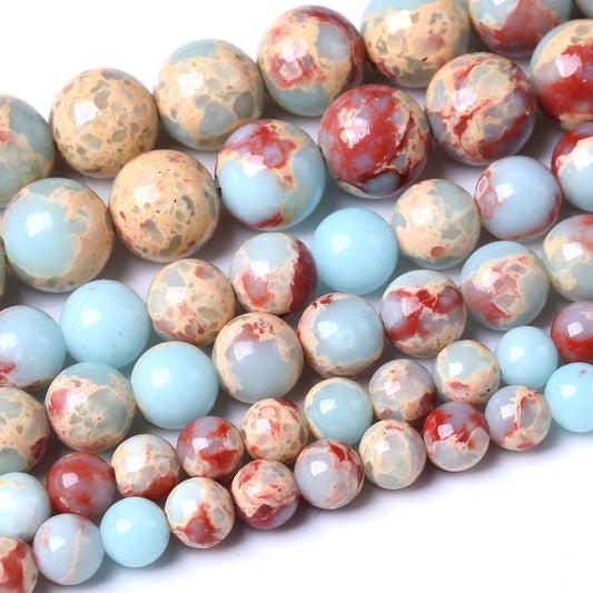 45PCS 8MM Natural Longevity Mountain Beads Round Loose Stone Beads for Jewelry Making DIY Energy Stone Healing Power Bracelet 15"