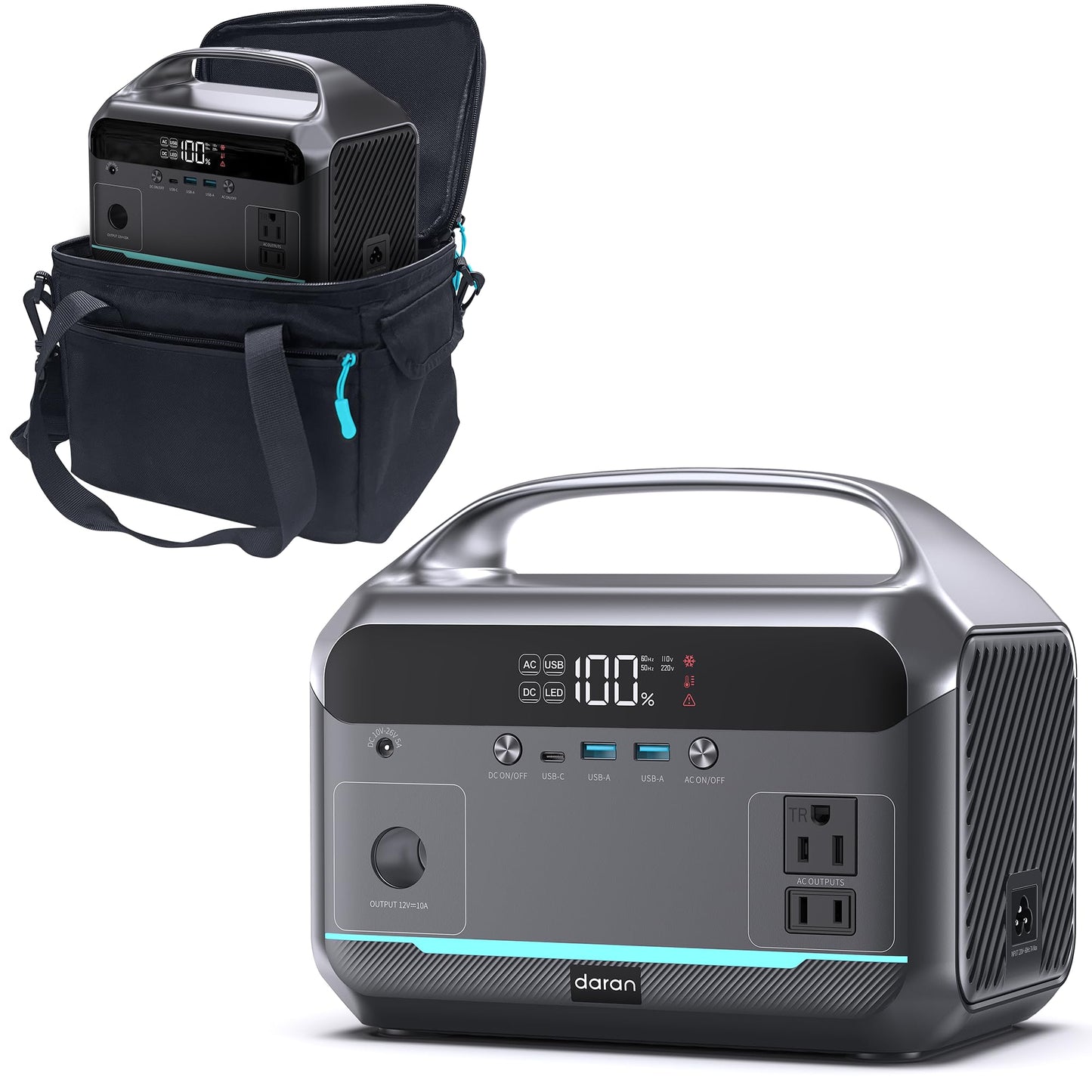 Portable Power Station, 288Wh (90,000mAh) LiFePO4 Battery, 350W (600W Peak) Power Bank with AC Outlet, Mini Solar Generator 7-Port Design, 2.1Hrs Fast Charing for Emergency, Hurricane (Solar Optional)