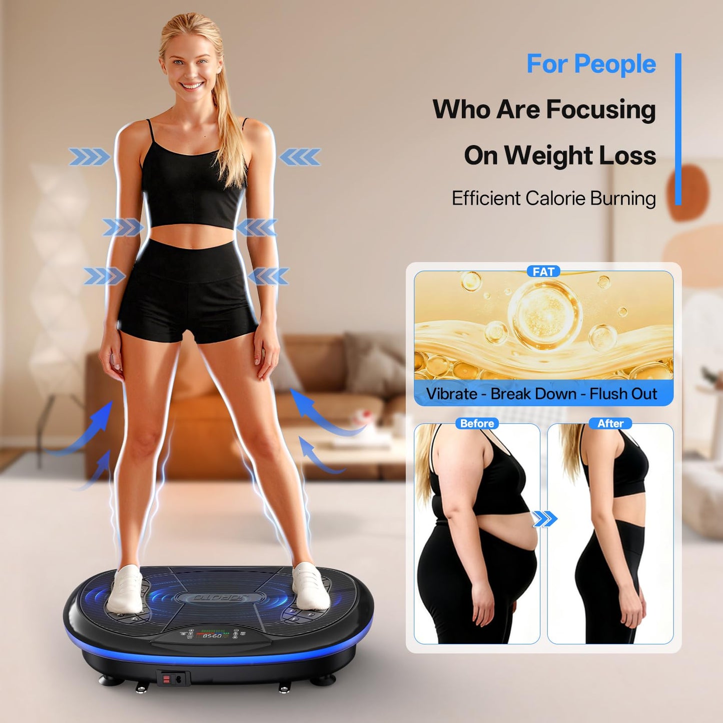 JOROTO 4D Vibration Plate Exercise Machine, 3-Motor App-Controlled High-Intensity Adjustable Speed Vibration Plate for Weight Loss & Lymphatic Drainage, Whole Body Shaker Workout Equipment for Women