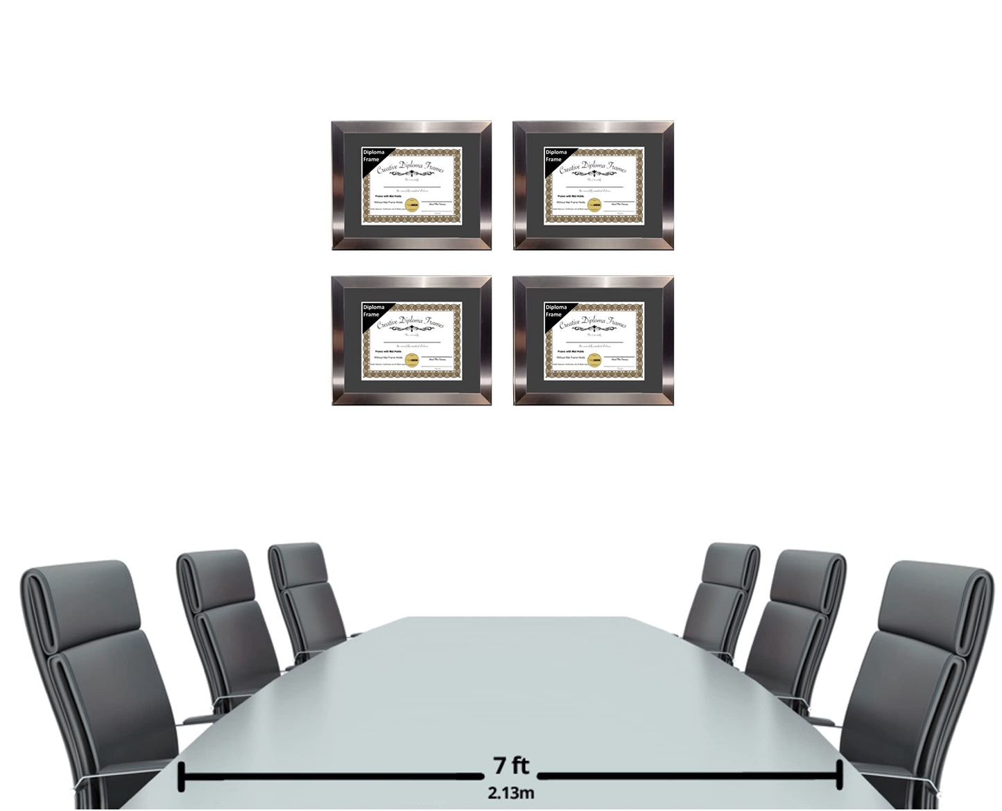 Creative Picture Frames 11” x 14” Stainless Steel Finish Diploma Frame with Black Mat to Hold 8.5 by 11-inch Graduation Documents w/Stand and Wall Hanger
