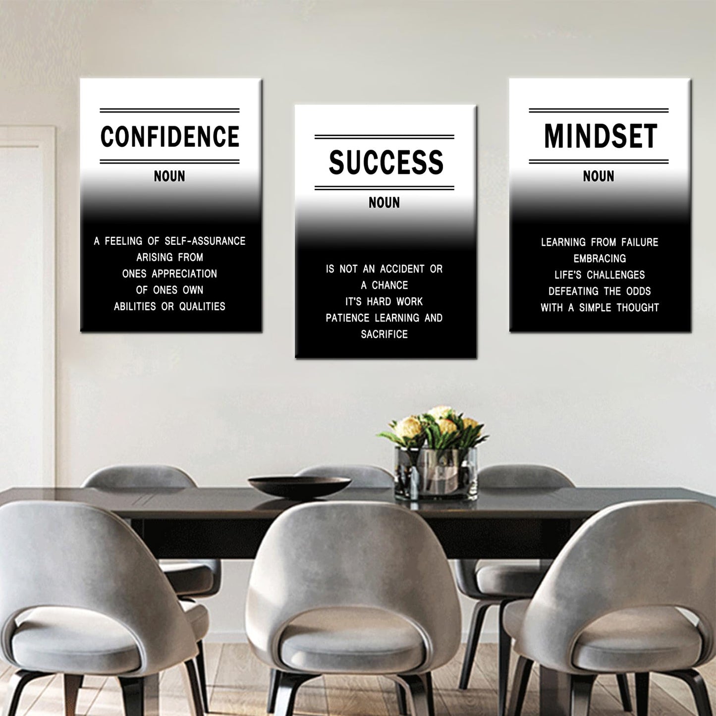 Extra Large 3 Piece Canvas Wall Art Motivational Quotes Decor Confidence Mindset Success Framed Artwork for Conference Room Executive Office Living Room Men Women Teen Gift, 60" W x 28" H