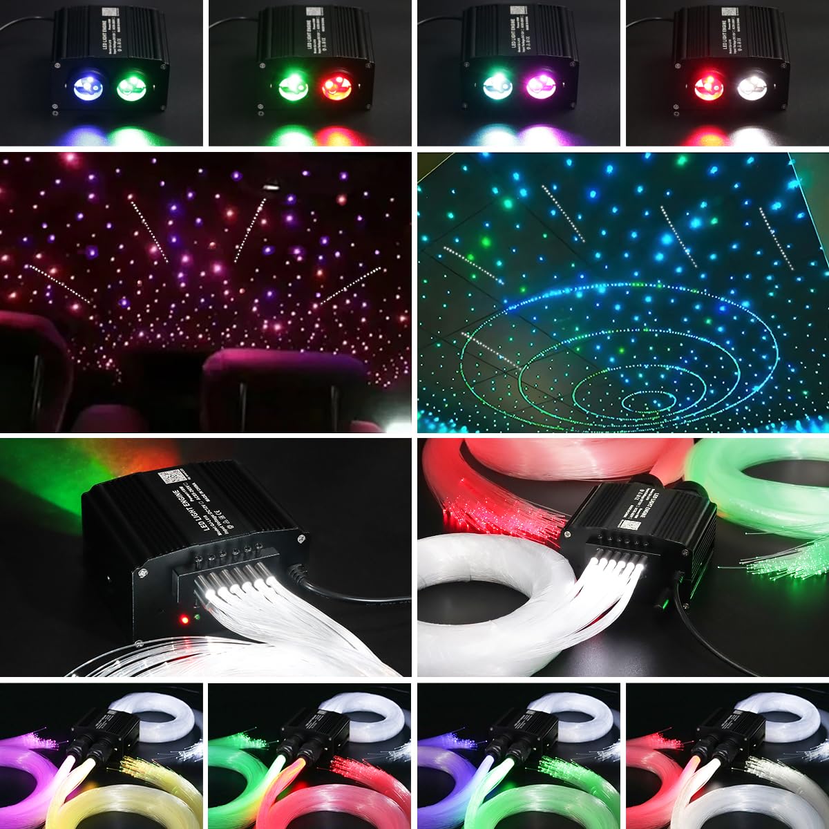 AKEPO Dual Color Twinkle+Shooting Star All-in-one Fiber Optic Lights, 1200pcs+240pcs Meteor Fibers in 0.03in 9.8ft 18W APP/Remote Control Car Home RGBW Sound Activated Starlight Headliners Kit