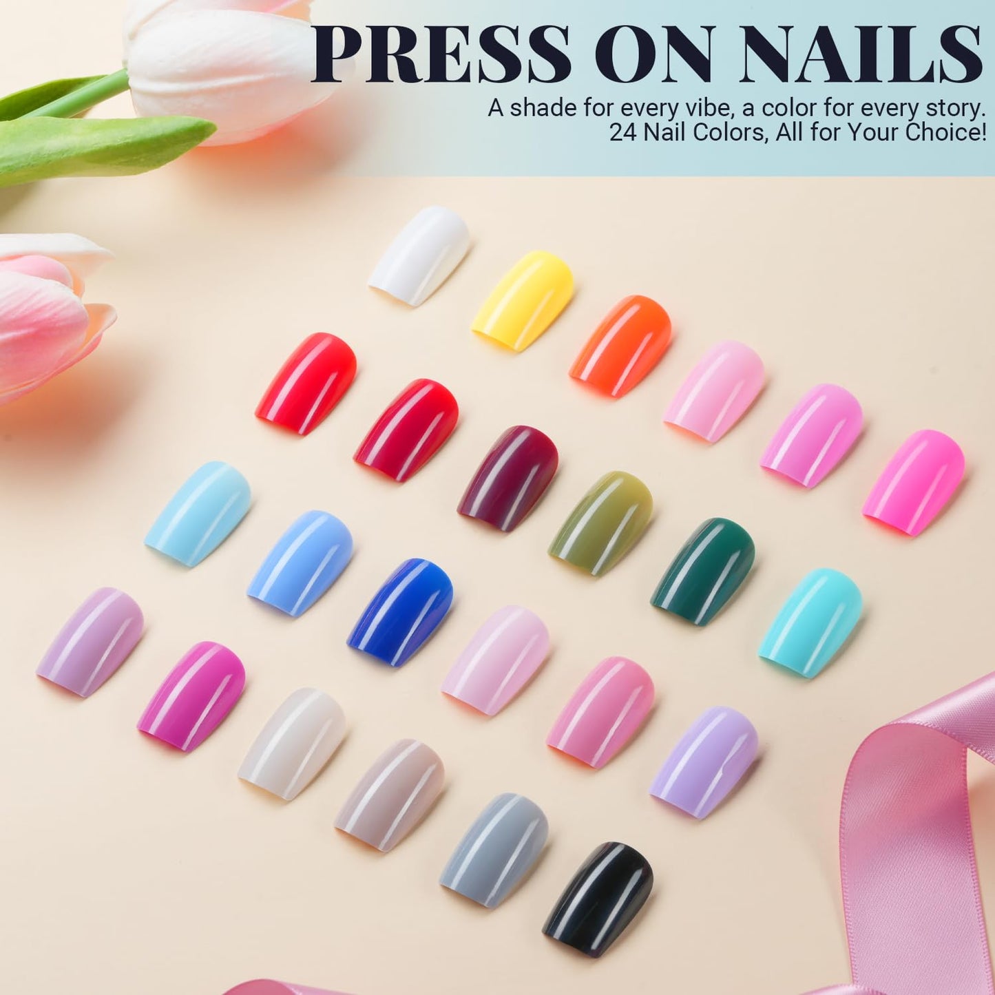 TsMADDTs Medium Square Press on Nails, 720 pcs Fake Nails with Glue, Files, Sticker, Tweezer for Women Home Art DIY