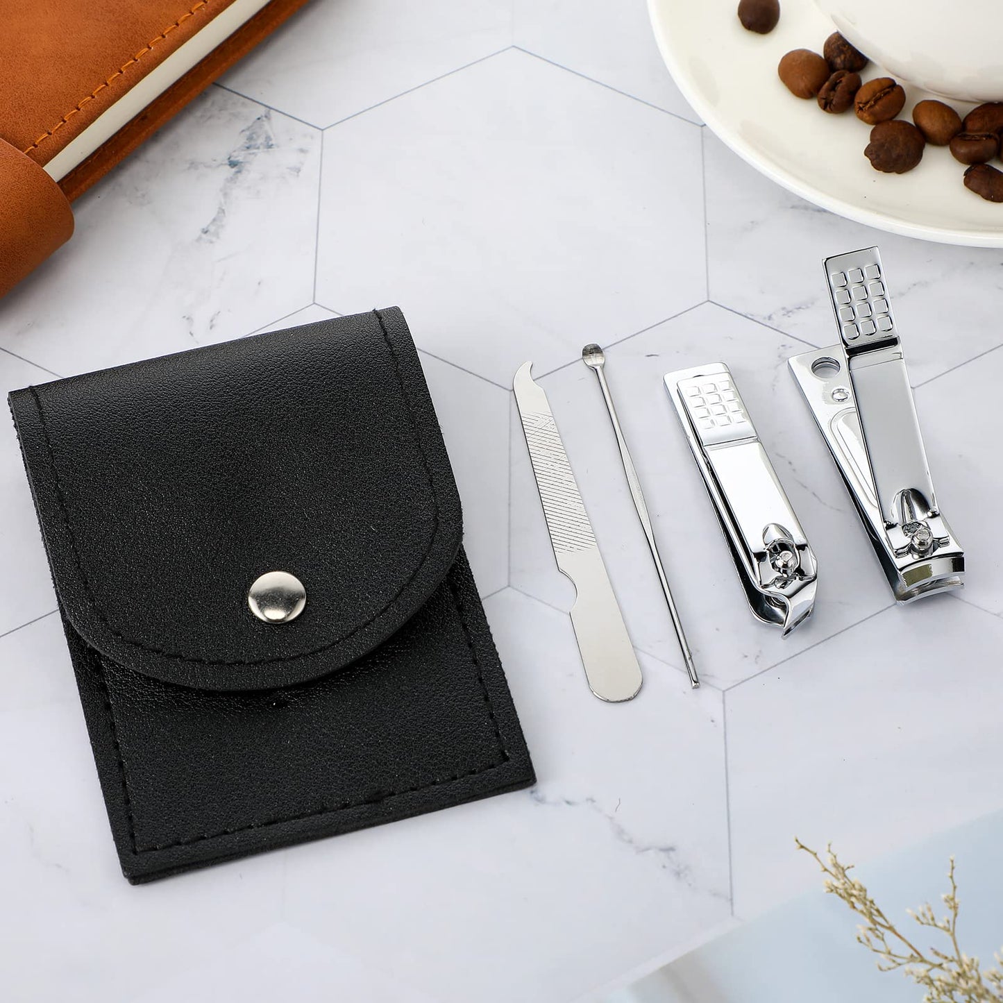 Lasnten 24 Set Valentine Manicure Set Bulk Nail Clippers Grooming Nail Kit Stainless Steel Professional Pedicure Tools Kit with Travel Case for Men Women Valentine's Day Gift(4 in 1,Black)