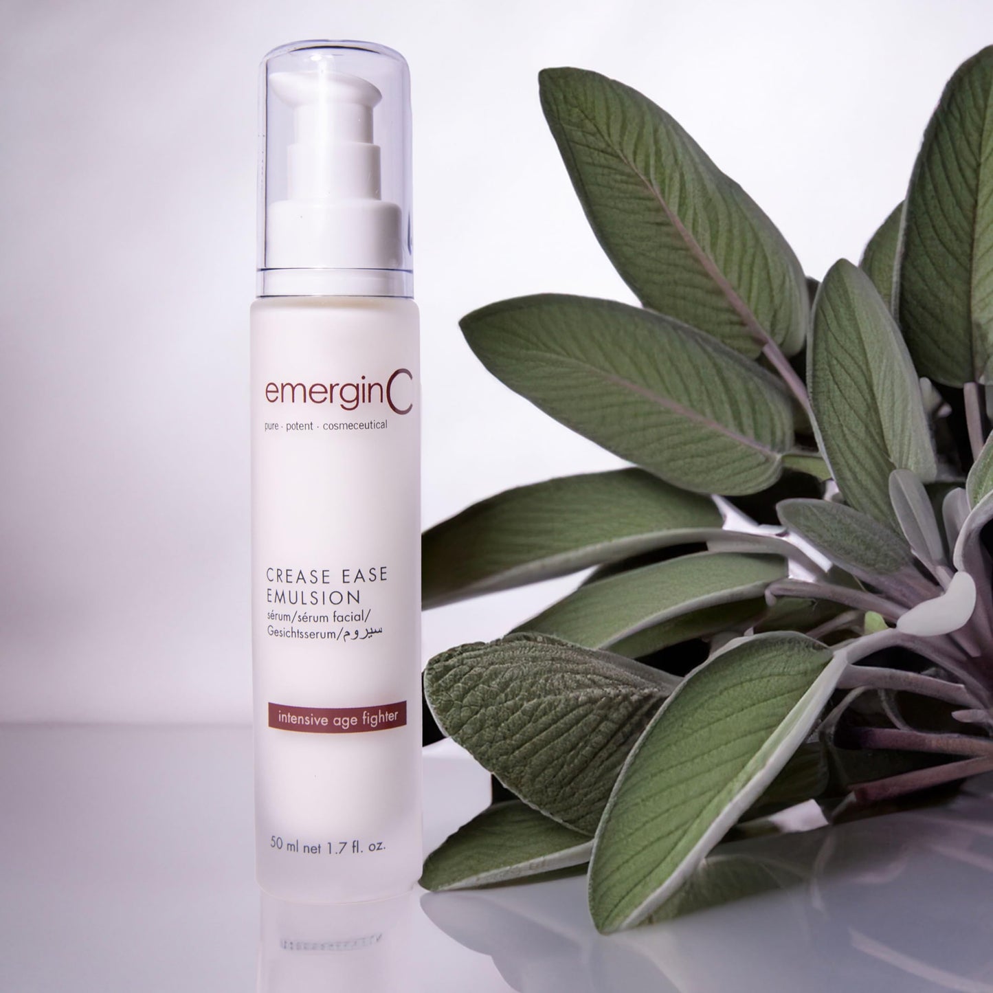 emerginC Crease Ease Emulsion - Intensive Face + Neck Serum with Peptides, Micro-Collagen + Sweet Almond for Aging Skin (1.6 oz, 50 ml)