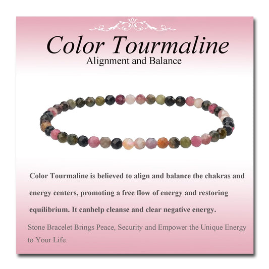 MASSIVE BEADS Natural Genuine Gemstone Beads Healing Crystal Chakra Reiki Jewelry Faceted Round Beads Bracelets (Color Tourmaline A, 3mm)