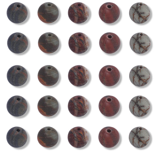 NITOPUPU 100Pcs 8mm Matte Picasso Jasper Beads for Jewelry Making, Natural Round Loose Gemstone Stone Bead for Necklace Bracelets, Crafts for Adults with Crystal Stretch Cord