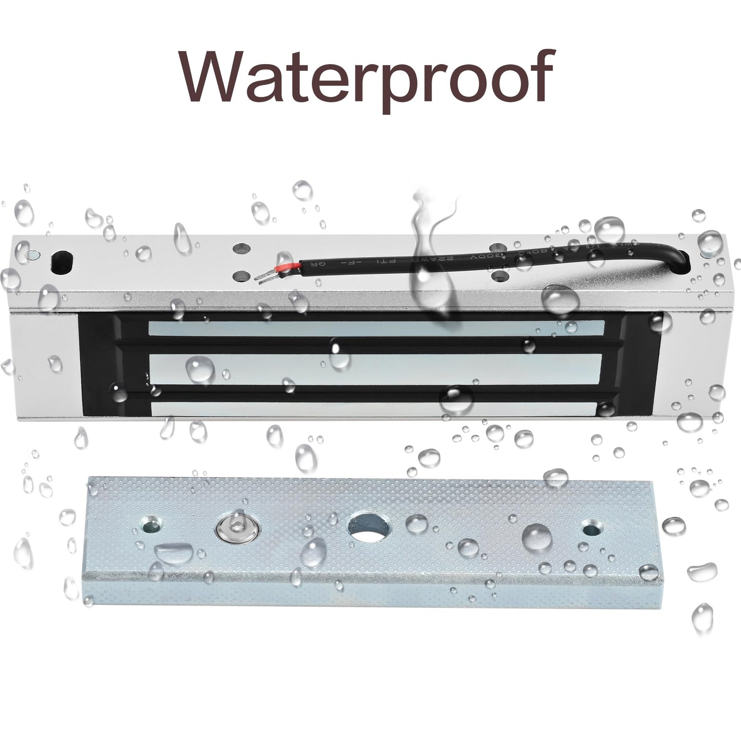 Heavy-Duty Waterproof 12V DC NC Electromagnetic Door Lock, 600LBS Magnetic Holding, Surface-Mount, for Metal & Wooden Doors, Indoor & Outdoor Security Access Control