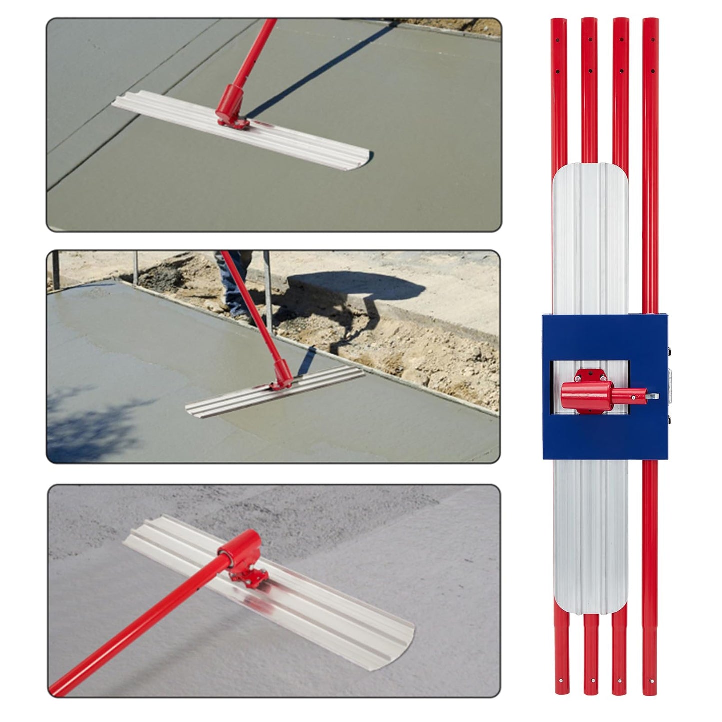 Towallmark 48x8" Magnesium Concrete Bull Float Kit, Professional Round End Cement Finishing Tool with 4 Adjustable Handles 6ft & Metal Storage Case, Aluminum Alloy for Smooth Efficient Leveling