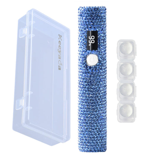 keeyada Handheld UV Nail Lamp with Sparkly Rhinestones, 3W Portable LED Nail Lamp, Wireless Rechargeable USB Nail Dryer with Silicone Stamper, LCD Display, Ideal for Home DIY Manicures (Light Blue)