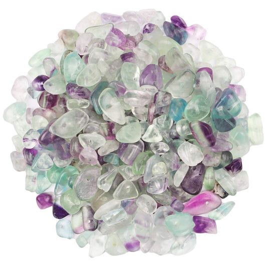 500 pcs Natural Chip Stone Beads, Flourite 5-8 mm Irregular Gemstones Healing Crystal Loose Rocks Bead Hole Drilled for Jewelry Making Bracelet