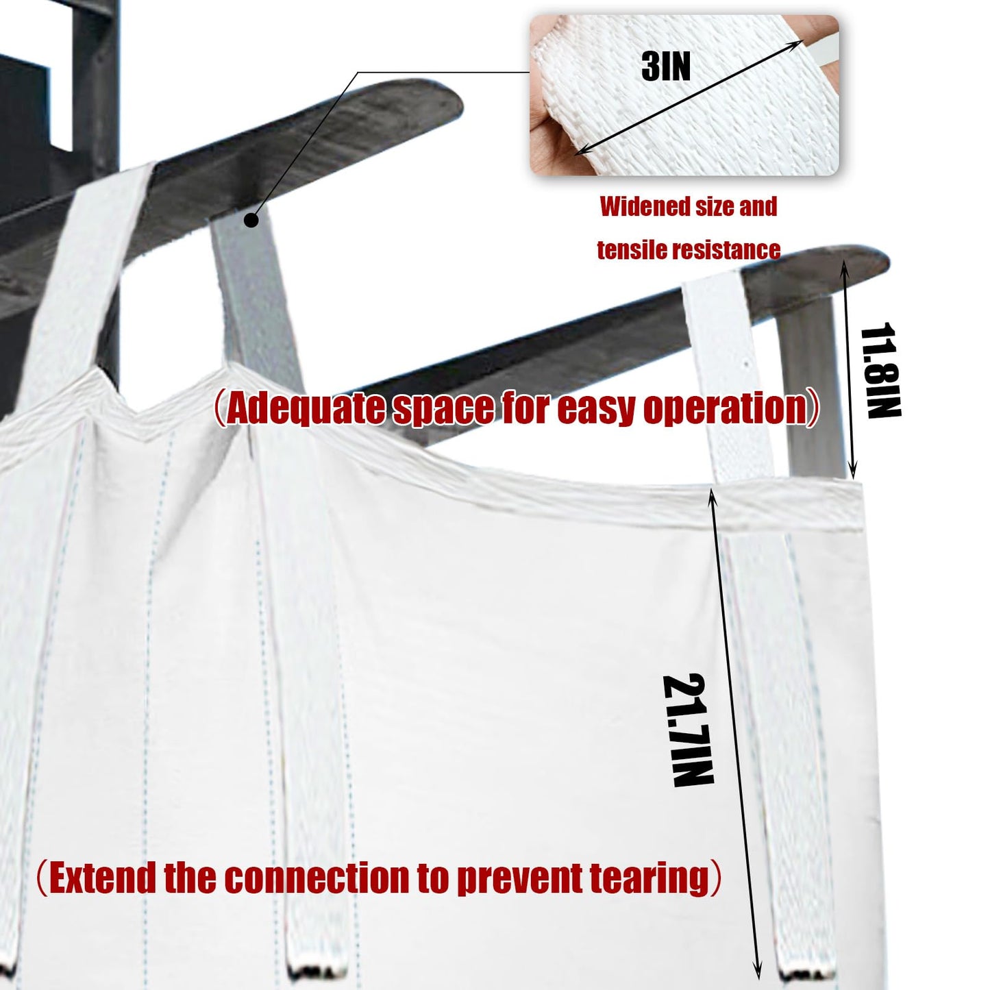 Aolikebao 10-Pack Transparent Polypropylene FIBC Bulk Bags, 35.4"L x 35.4"W x 50"H, 3300lbs/45CF, SWL, Duffle Top, Spout Bottom