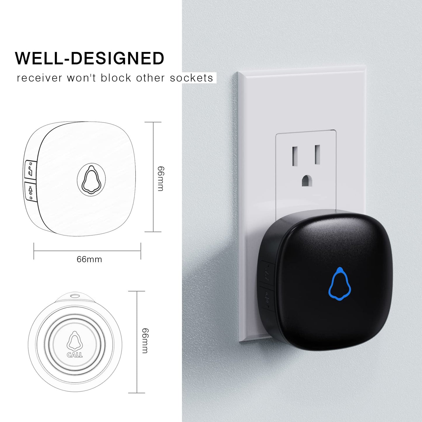 Caregiver Pager, Wireless Call Button for Seniors/Elderly at Home, 1 SOS Button + 1 Receiver Medical Life Alert System, Emergency Panic Call Bell, Help Alarm for Nurse Calling & Patient Assistance
