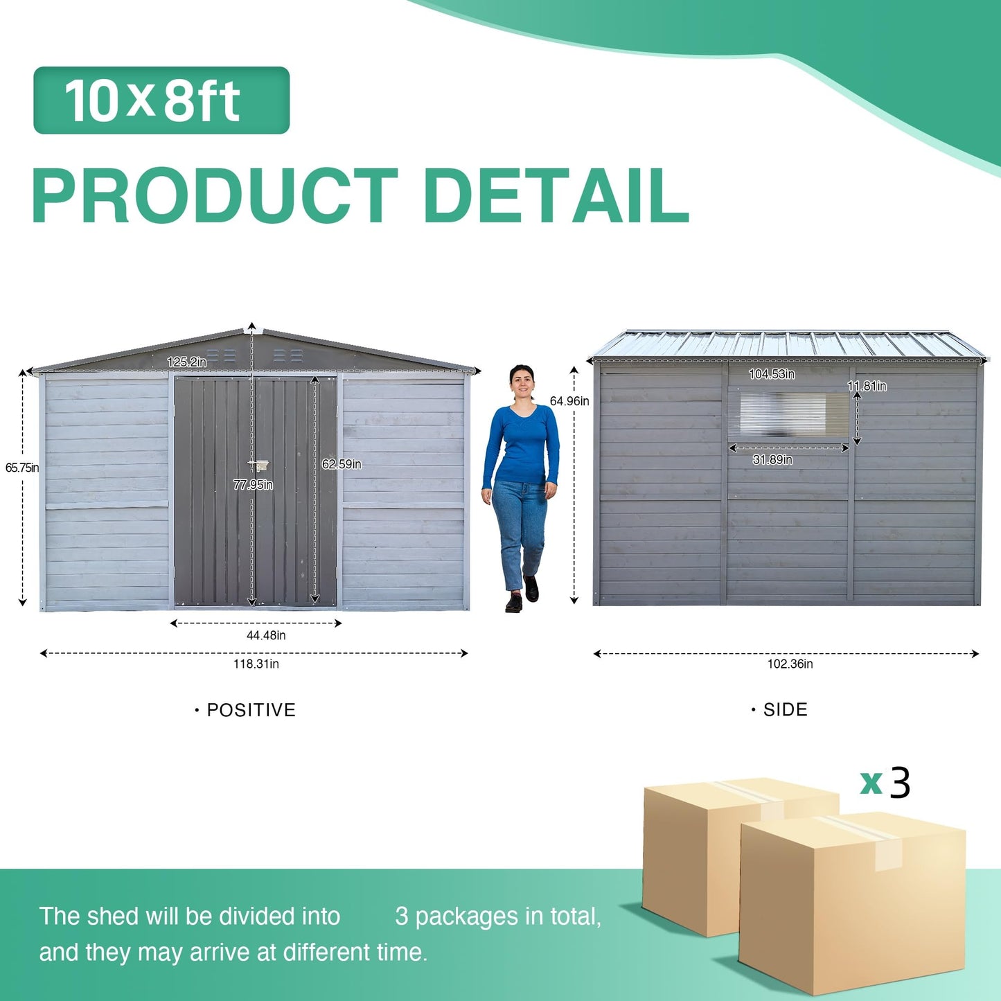 AEMSOFK 10x8 FT Wood Storage Shed, Large Outdoor Storage Shed with Lockable Door, Window and Vents,Outside Waterproof Wooden Metal Tool Storage for Garden, Patio, Lawn, Backyard (Gray)
