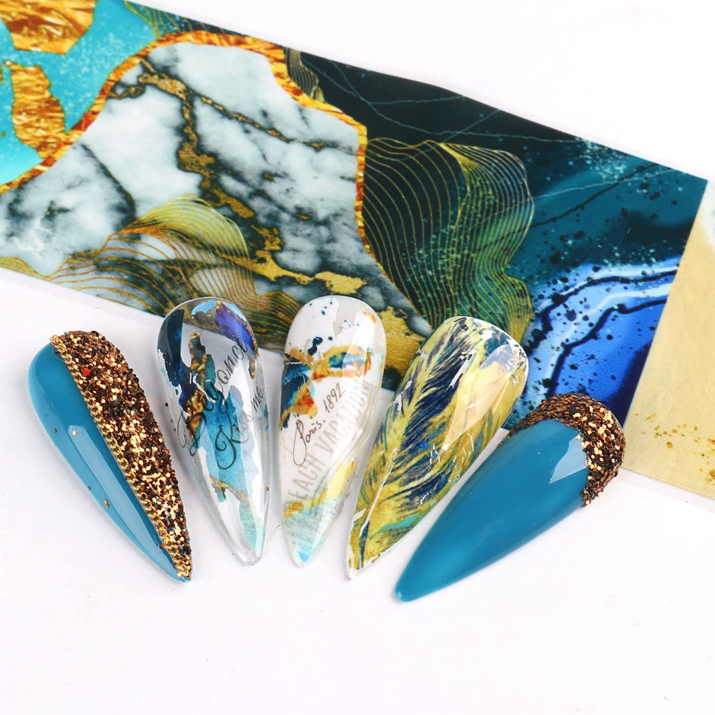 Holographic Nail Foil Transfer Stickers, Marbling Polish Sheets, Sky Starry Paper Foils, Flower Supplies for Glue Polish, Women Manicure Film Decorations