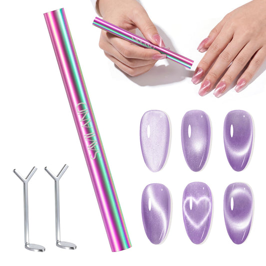 SAVILAND Ultra-Strong Cat Eye Magnet: 5X Stronger Holographic Cateye Nail Magnet with Heart-Shaped Magnets Sturdy Dual-Ended Nail Magnetic for Cat Eye Gel Polish Nail Art DIY Home Salon